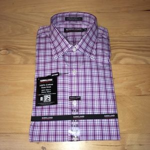 Men’s purple white plaid dress shirt 16-35 XL